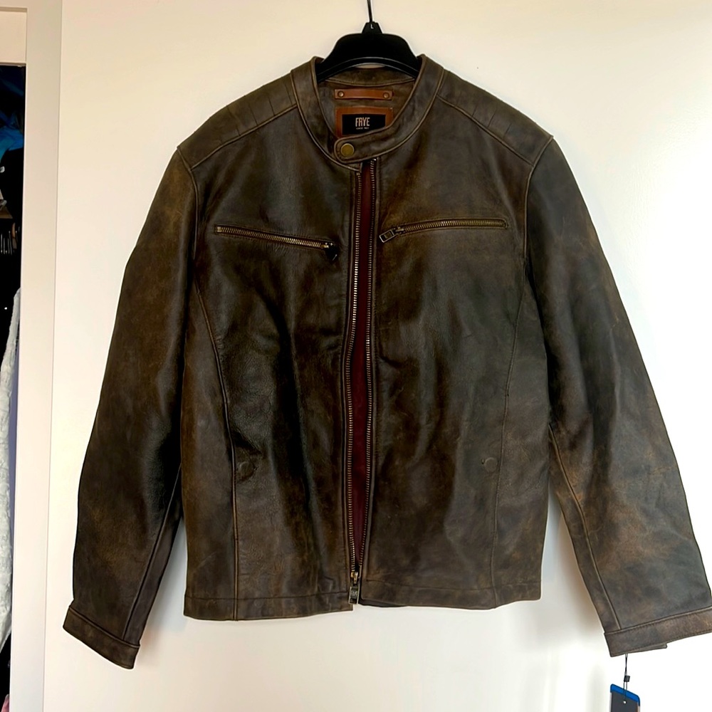 Brand new Frye men’s leather racer jacket